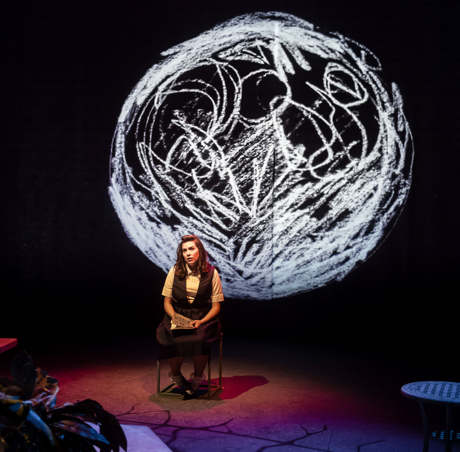 In the Time of the Butterflies, Scene 3, 2017, Ricardo Lopez and Michelle Lee, Playwright’s Theater, CSUS. Photo: Rik Keller